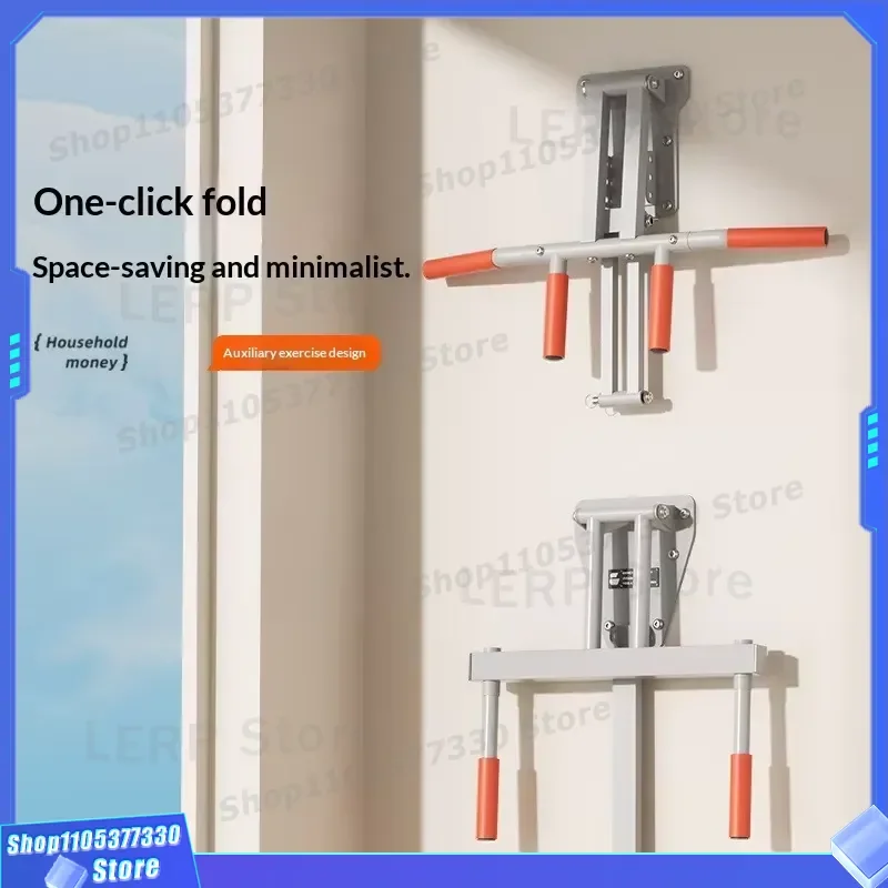 Wall Mounted Foldable Pull Up Bar Indoor Home Gym Fitness Equipment Horizontal Chin Up Rod for Muscle Building and Strength