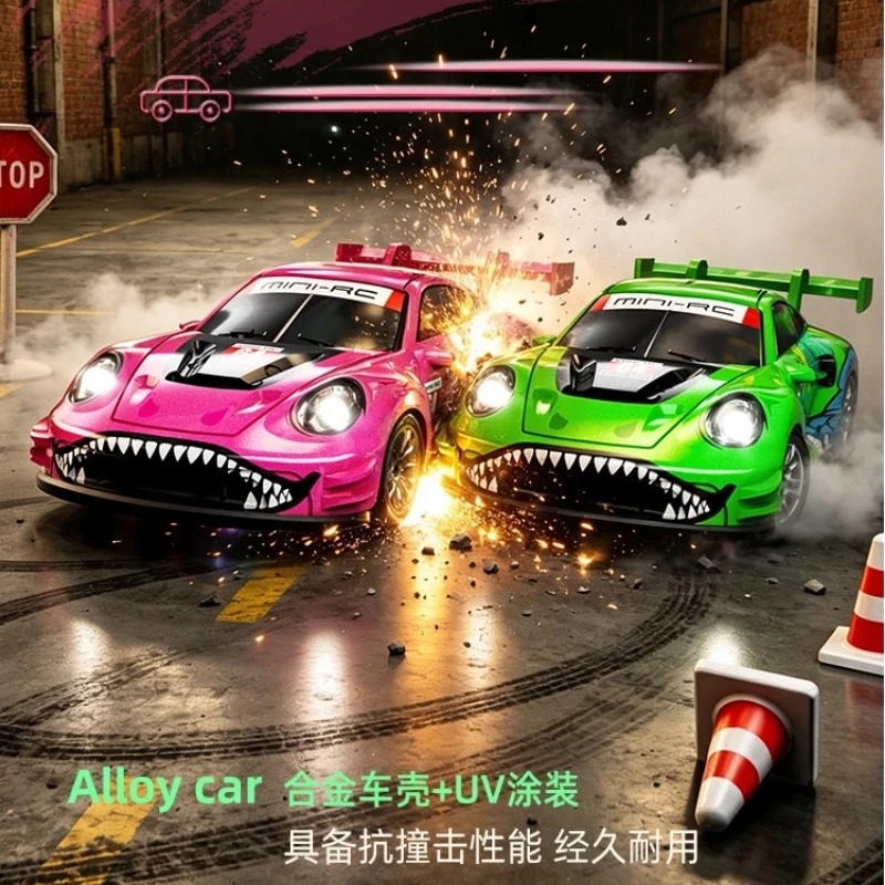 SUCHIYU 1:64 Mini Remote Control Car Drift Racing Alloy Model With Cool Light Desktop Sports Vehicle For Adults