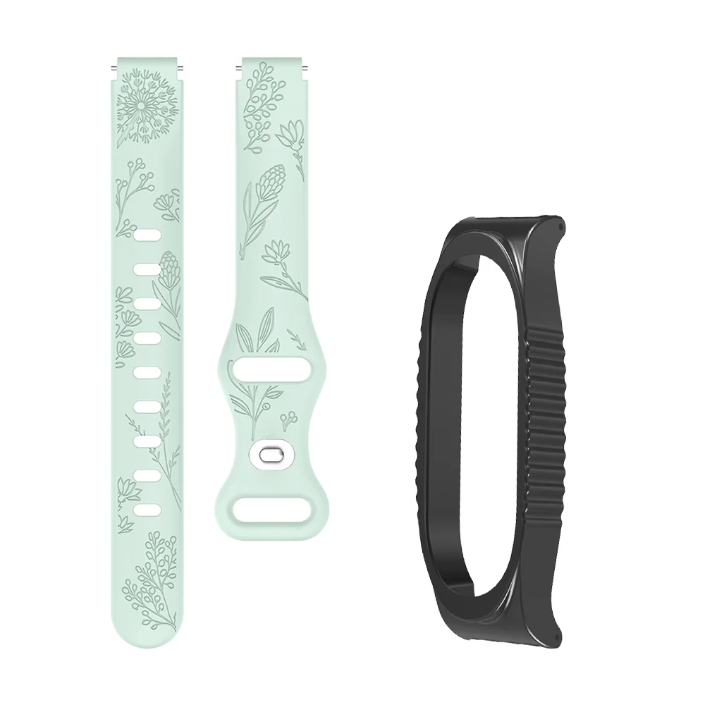 

Watch Strap + TPU Case For Xiaomi Mi Band 9 8 7 6 5 4 3 Dandelion Pattern Bracelet Skin-friendly Sport Silicone Watchband Correa