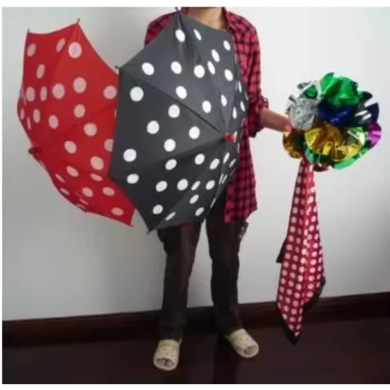 Polka Dot Silk & Umbrella Sets Magic Tricks Stage Street Magia Scarve Appear Umbrella Flower Ball Magie Mentalism Gimmick Props