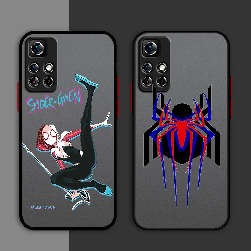 Spider Gwen Marvel Cute Phone Case For Redmi Note 13 12 11 10 Pro Plus Pro S T 5G Matte Frosted Translucent Cover