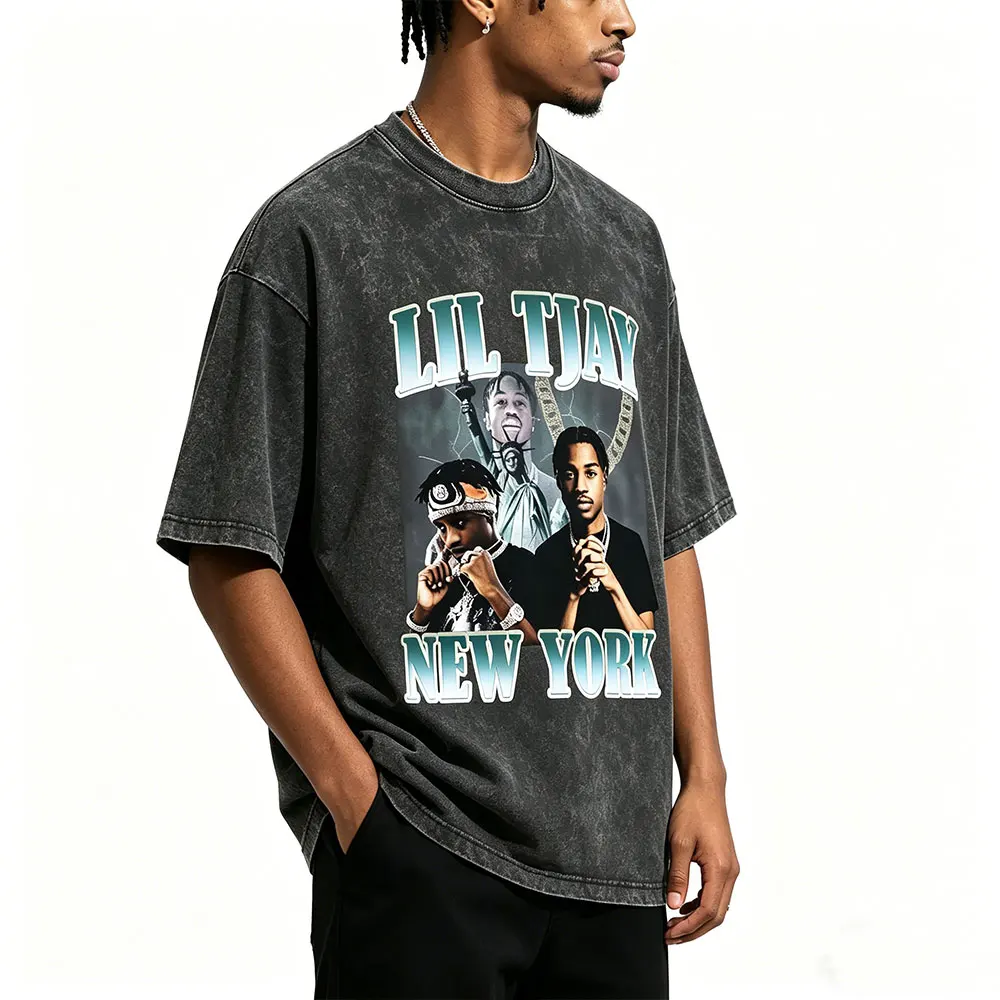 

Washed Vintage Rapper Lil Tjay Graphic T-shirt Streetwear Men's Cotton Casual T-shirts Men Hip Hop Fashion Oversized T Shirts