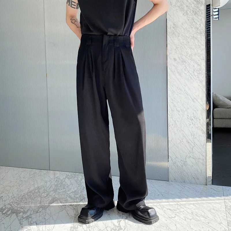 Men Casual Straight Loose Suit Trousers Male Korean Streetwear Fashion Vintage Long Pants Net Celebrity Modeling Pants