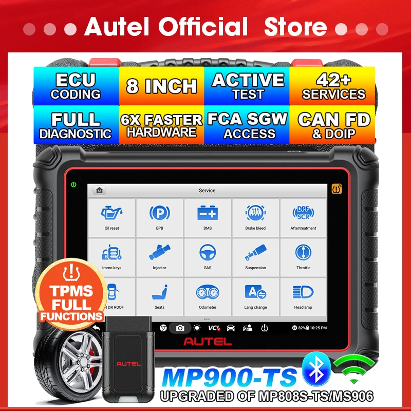 Autel MaxiPRO MP900TS Auto TPMS Diagnostic Tools MP900-TS automobile OBD2 Scanner CAN-FD&DOIP ECU Coding Upgrade of MS906TS