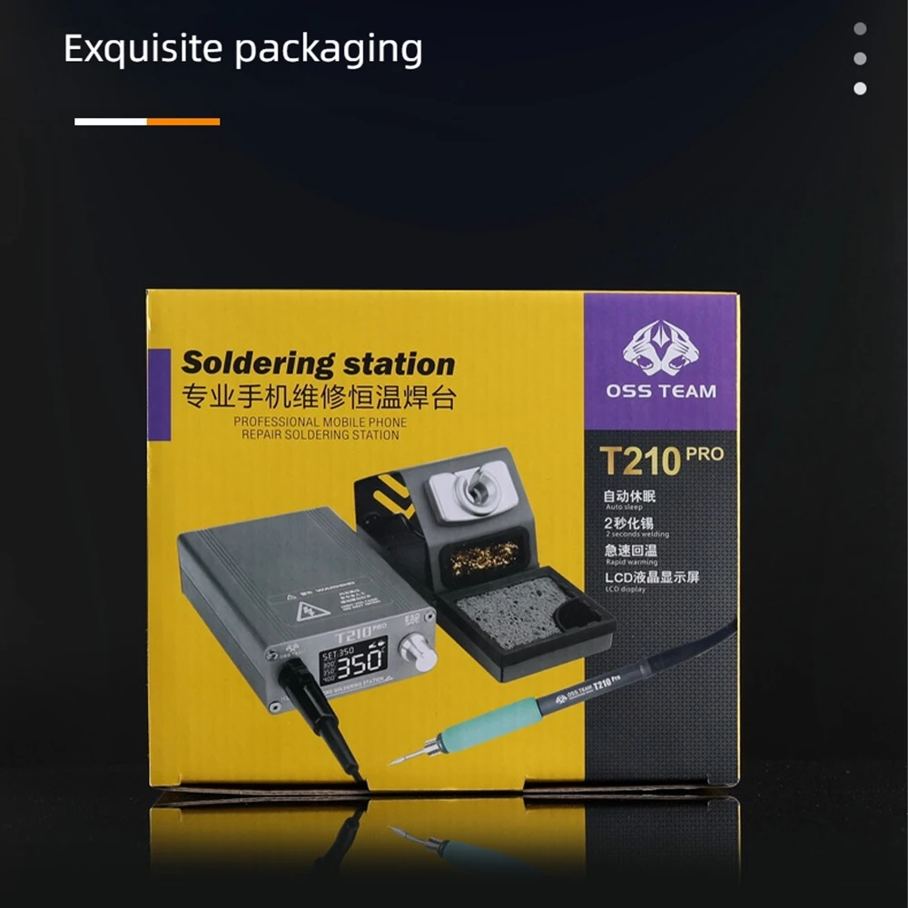 OSS TEAM T210PRO Lötstation 75W 3S Zinnschmelzen 120-450 ° C Einstellbares LCD für PCB IC Präzisionsreparatur-Schweiß-Nacharbeitswerkzeug