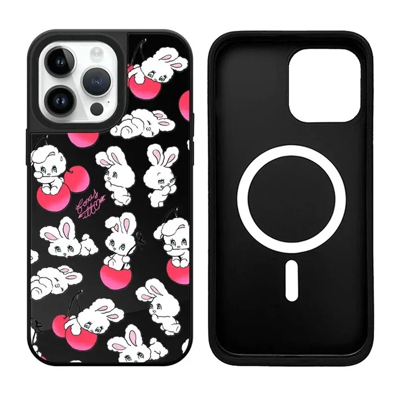 

Rabbit Girl iPhone 11 12 13 14 15 16 Pro Max Mirror Surface MagSafe Case Cover Shell