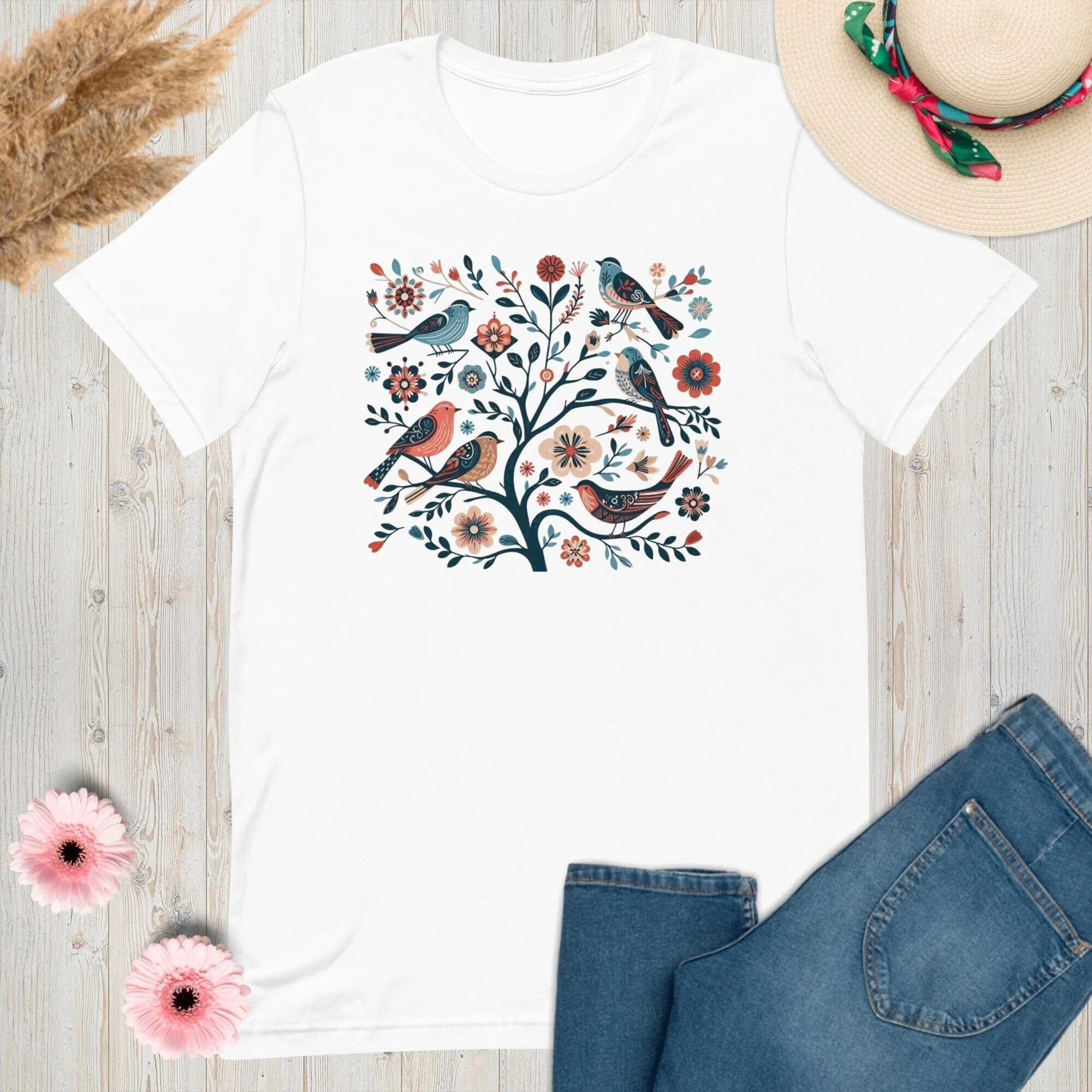 Camiseta de moda Cottagecore, ropa cómoda inspirada en la naturaleza única, arte floral de aviador, Merch para ella