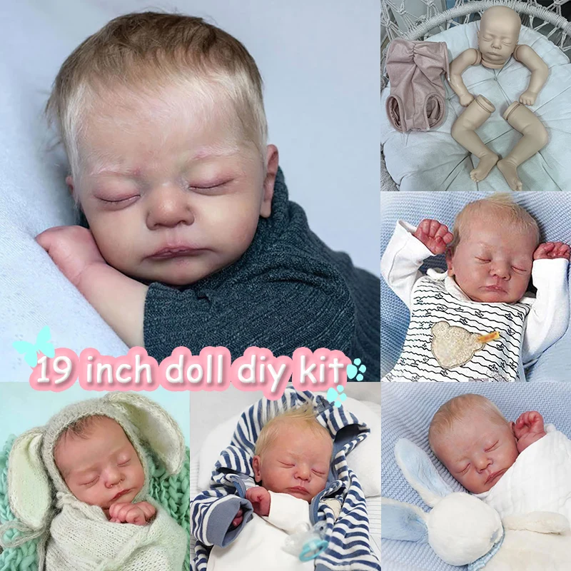 19Inch Reborn Pop Kit Baby Kai Levensechte Zachte Aanraking Frisse Kleur Onafgemaakte Poppenonderdelen