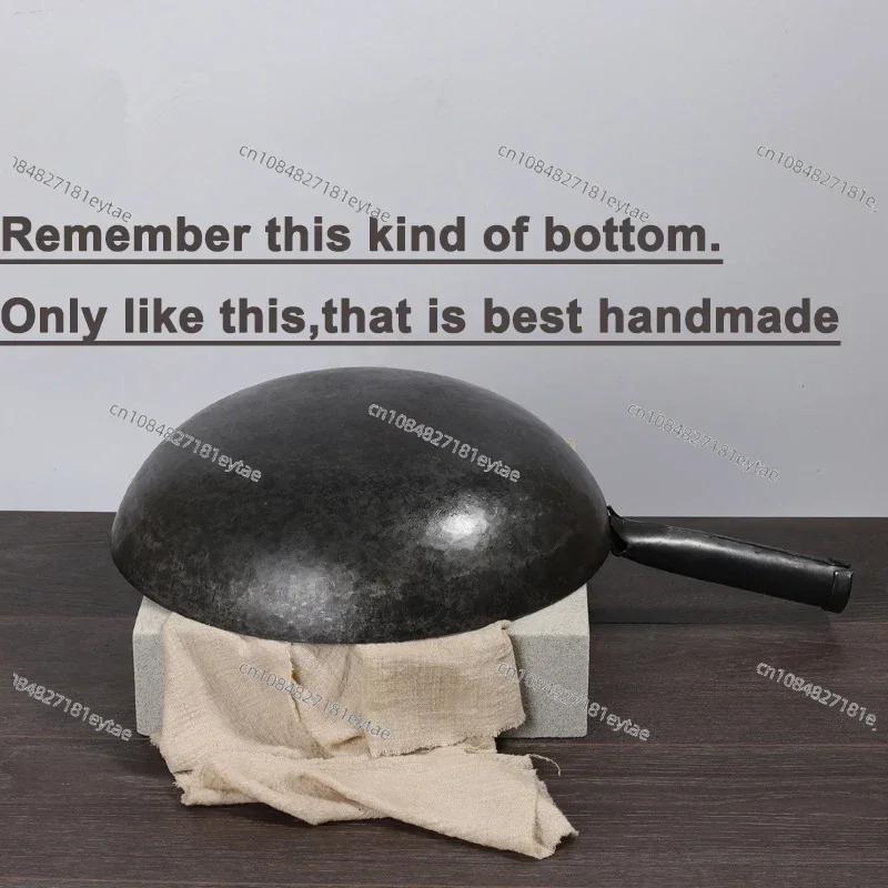 Chinese traditional hand-forged carbon steel wok, pre-loaded condiments, black iron melting pot, anti-stick gas pot