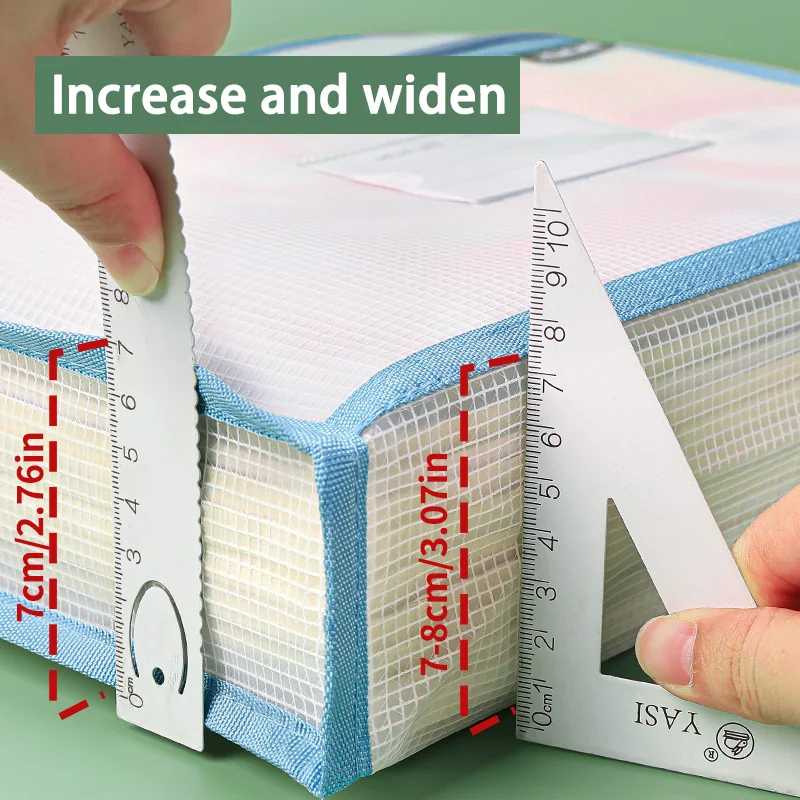 حقيبة ملفات HUAJIE EVA بسحاب، حقيبة تخزين شفافة للعمل المدرسي والامتحان مقاس A4، حقيبة سميكة للطلاب للأوراق والواجبات المنزلية