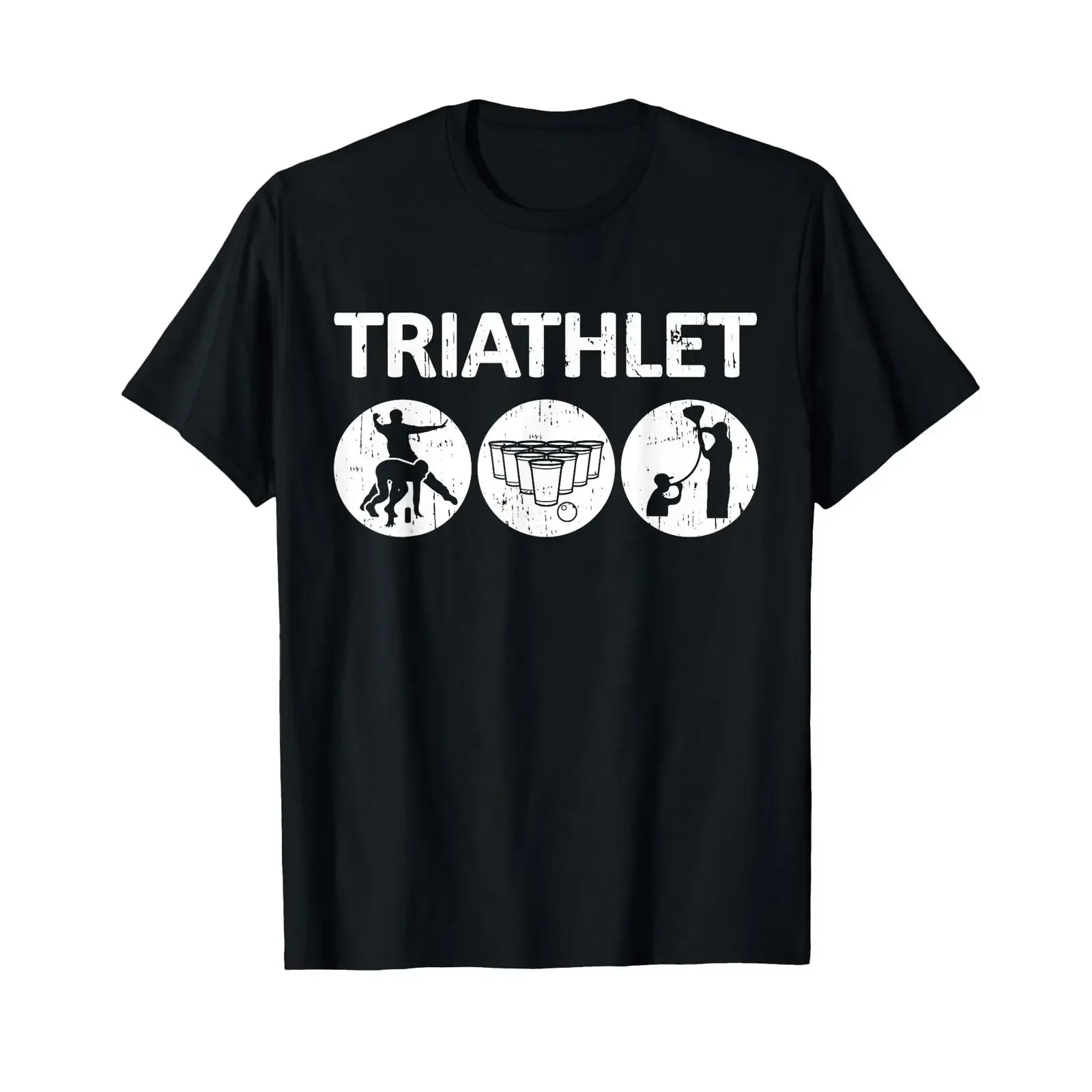 Футболка Beer Triathlet Pong Beerbong Flunkyball Festival, винтажная, с эффектом потертости, модный топ для повседневной носки, слегка дизайнерская одежда.