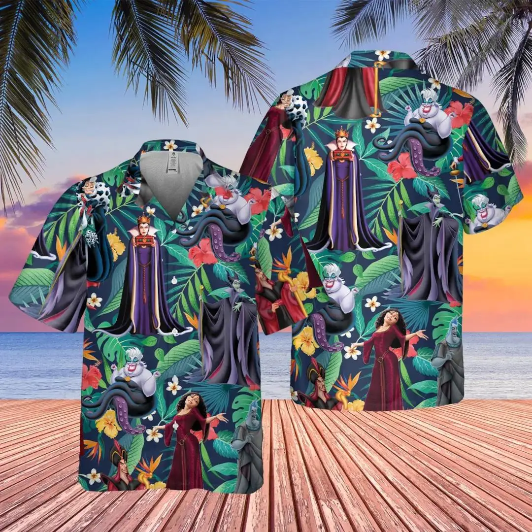 Camicia hawaiana Maleficent Beach Men manica corta Disney Street Harajuku Sleeping Beauty