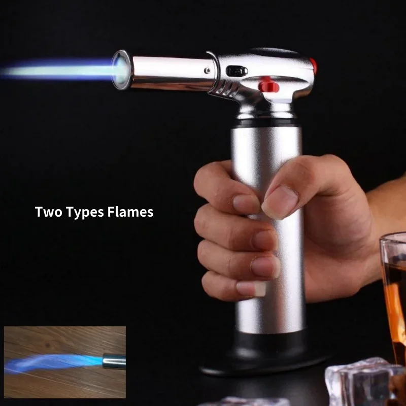 Creative Dual Fire High Temperature High Power Welding Gun Windproof Torch Butane Gas Lighter Outdoor BBQ Kitchen Cigar Lighters
