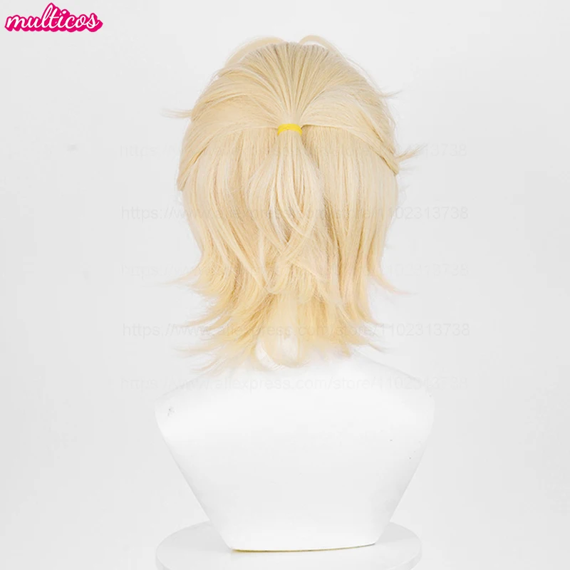 عالية الجودة لوكا شعر مستعار تأثيري قصيرة شقراء لوكا شعر مستعار مقاومة للحرارة الاصطناعية الشعر أنيمي لعبة حفلة لعب الأدوار الباروكات + غطاء شعر مستعار