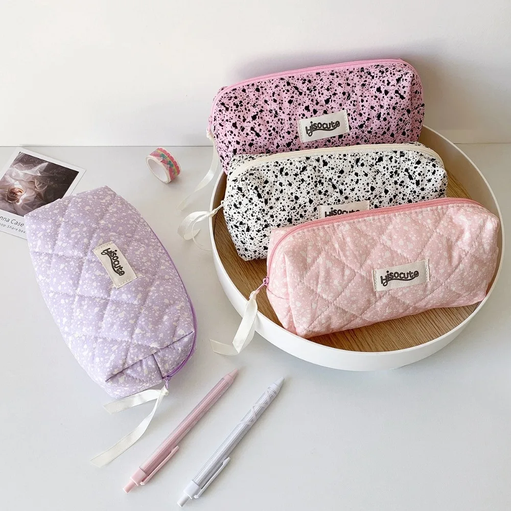 

Cotton Stationery Bag Large Capacity Desktop Storage Cosmetic Bag Multifunctional Splash-ink Pattern Korean Style Pencil Case