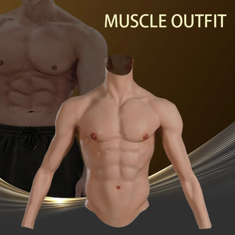 Cosplay Silicone Arm Muscles Suit Fake Strong Men's Chest Realistic Abdominal Pectoral Biceps for Crossdresser Drag Queen