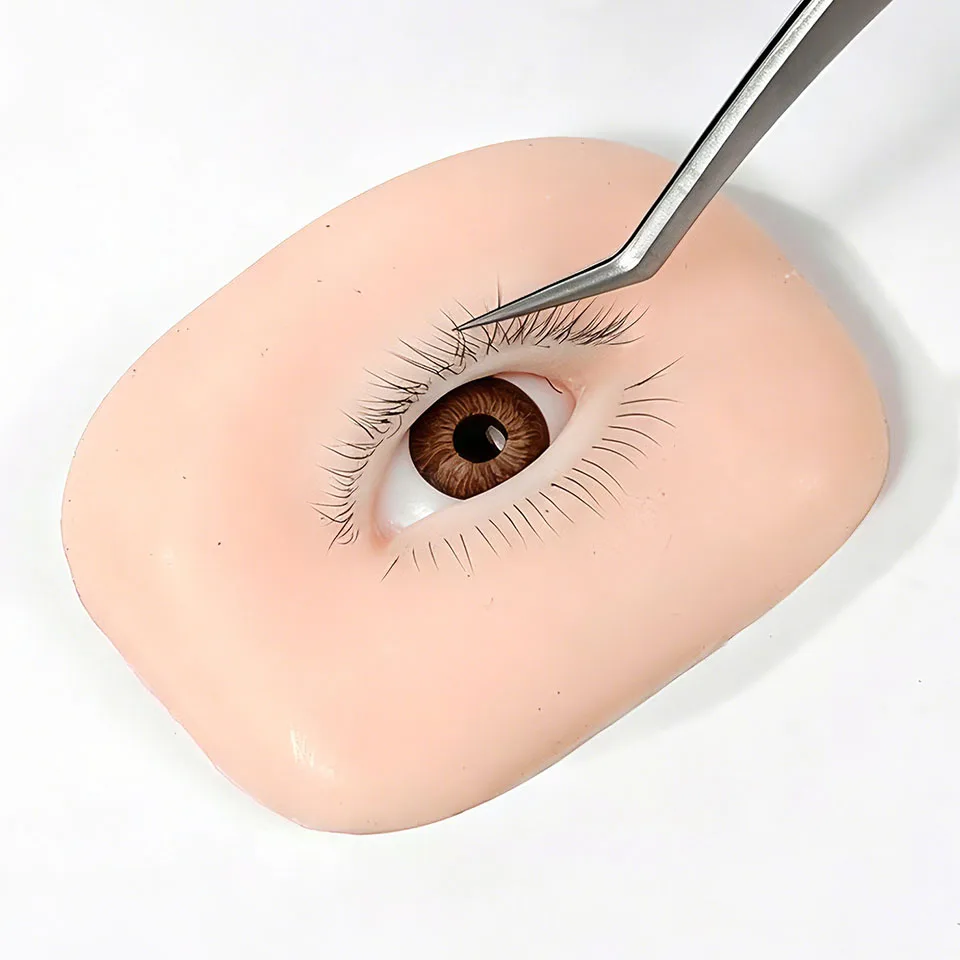 Neue 5D-Wimpernverlängerungs-Akademie Schul-Trainings-Übungspuppe Realistischer 3-Schicht-Silikon-Modellkopf mit offenem Auge für Anfänger – Detail 3