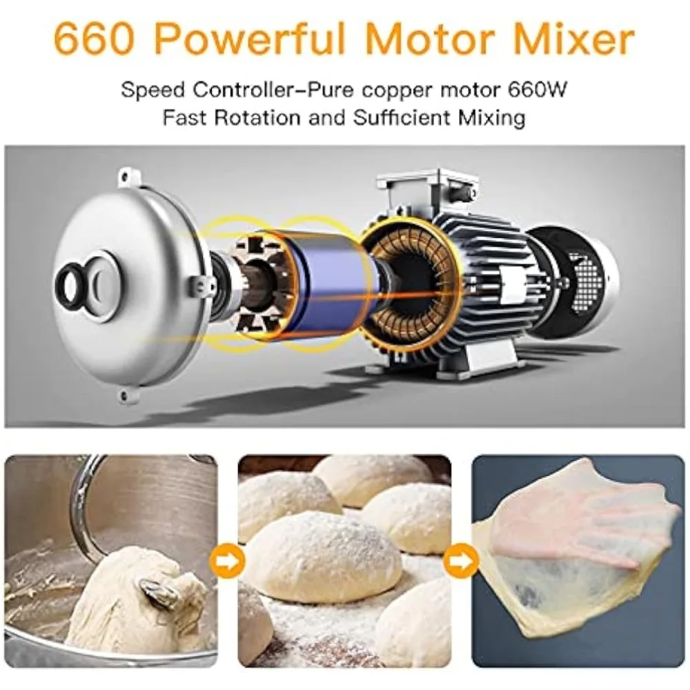 Stand Mixer, 7.5QT Kitchen Electric Food Mixer 10-Speed Tilt-Head Dough Mixer for Baking&Cake, BLACK MC1