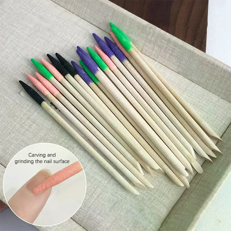 10 Pcs Nail Polish Double Headed Wooden Swab Sanding Point Drill Stick Orange Wood Stick Nail Tool Nail Multifunctional Stick