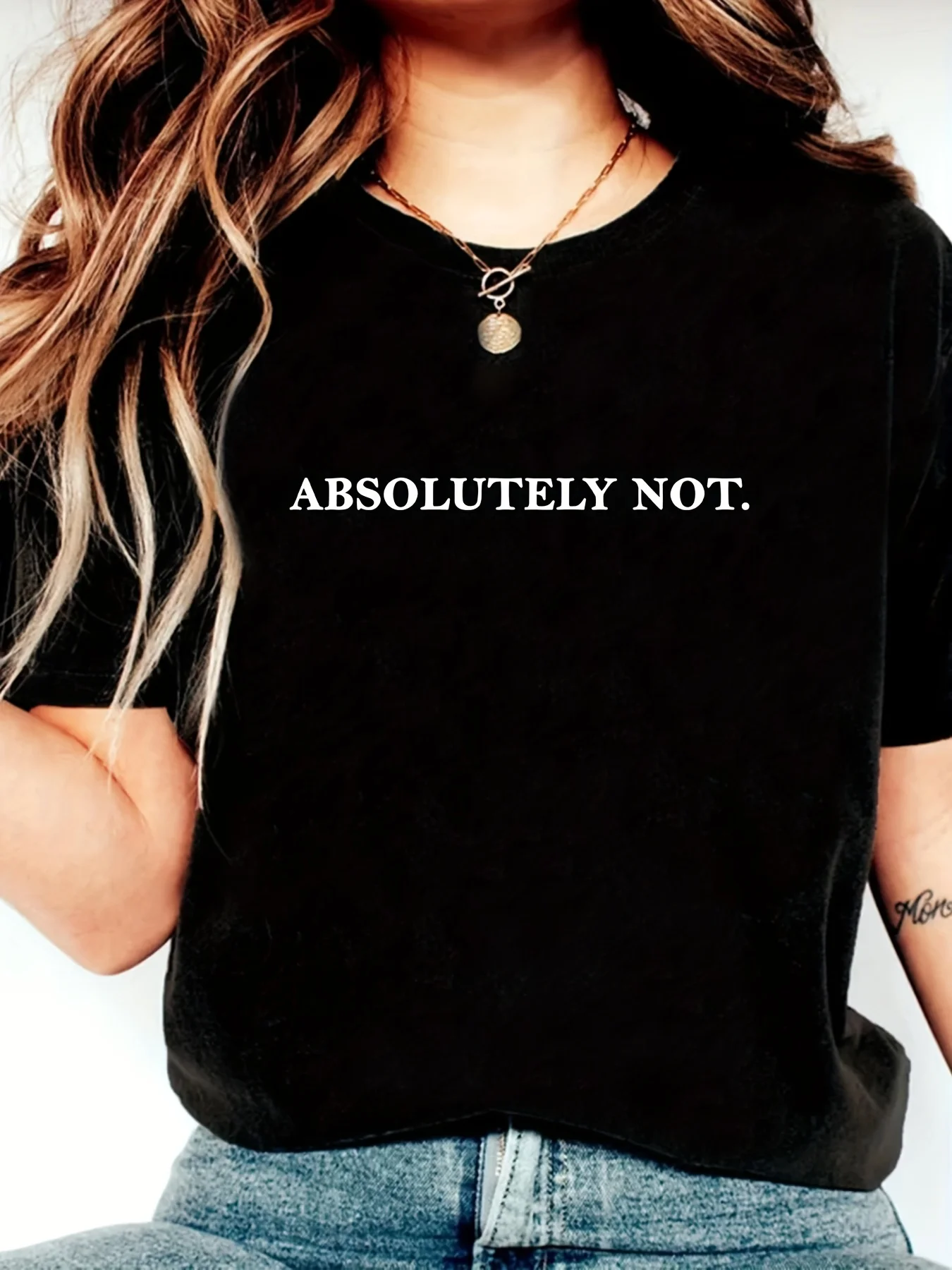 « ABSOLUMENT PAS » T-shirt à imprimé de lettres originales, manches courtes, pour hommes et femmes, T-shirts à la mode