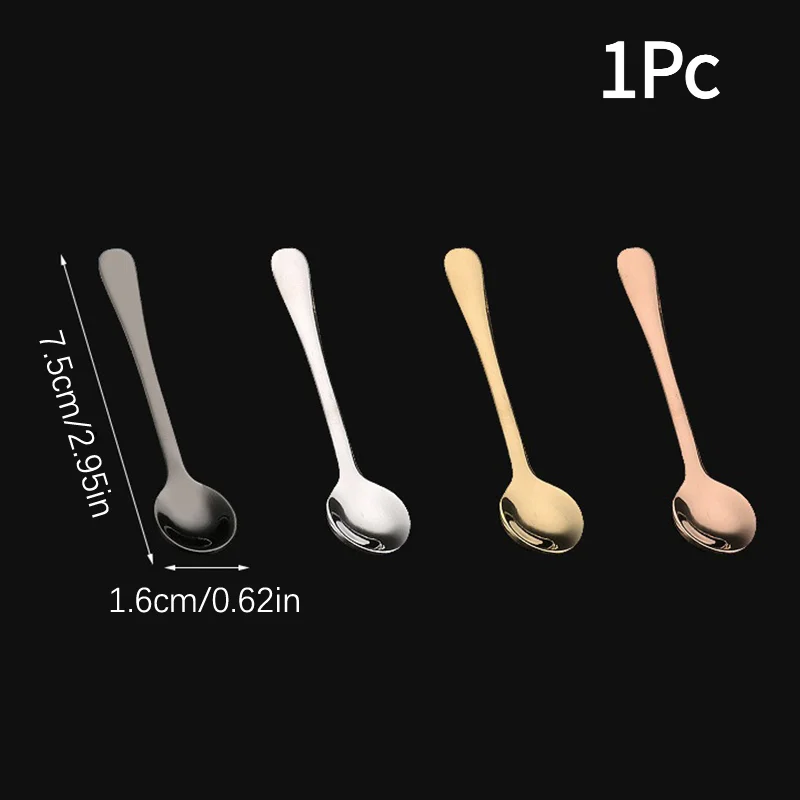 1Pc 304 Stainless Steel Flavoring Spoon Salt Spoon Coffee Stirring Spoon Cute Dessert Spoon Mini Ice Cream Spoon