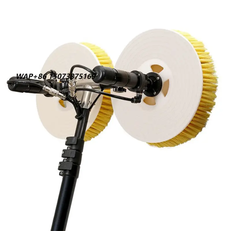 Double-Disc Balanced Spin Solar Panel Brush Retractable Length Solar Panel Cleaning Kit