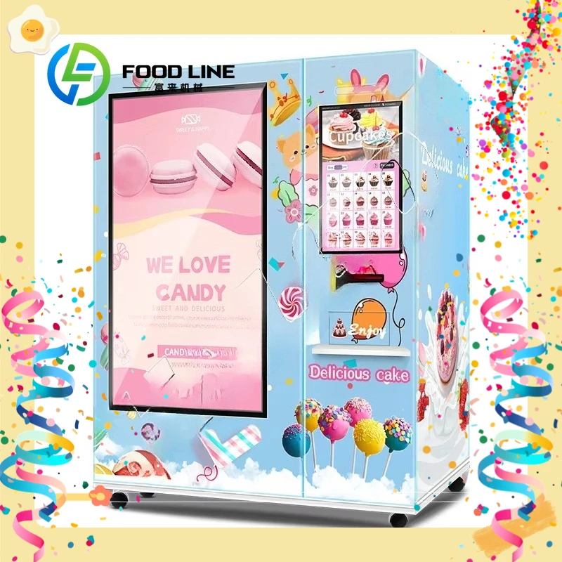 

Automatic Cake Vending Machine With 8 Shelves Mini Cakes Dispenser Self-Service Commercial Bakery Supplier
