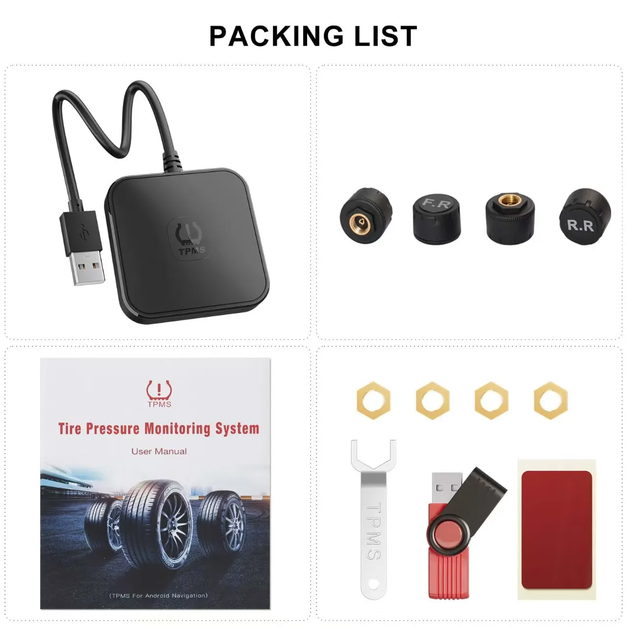 

USB Android TPMS Система контроля давления в шинах Дисплей Сигнализация 5 В Навигация Автомобиль 5 В Внешние/встроенные датчики 8 бар 116 фунтов на квадратный дюйм