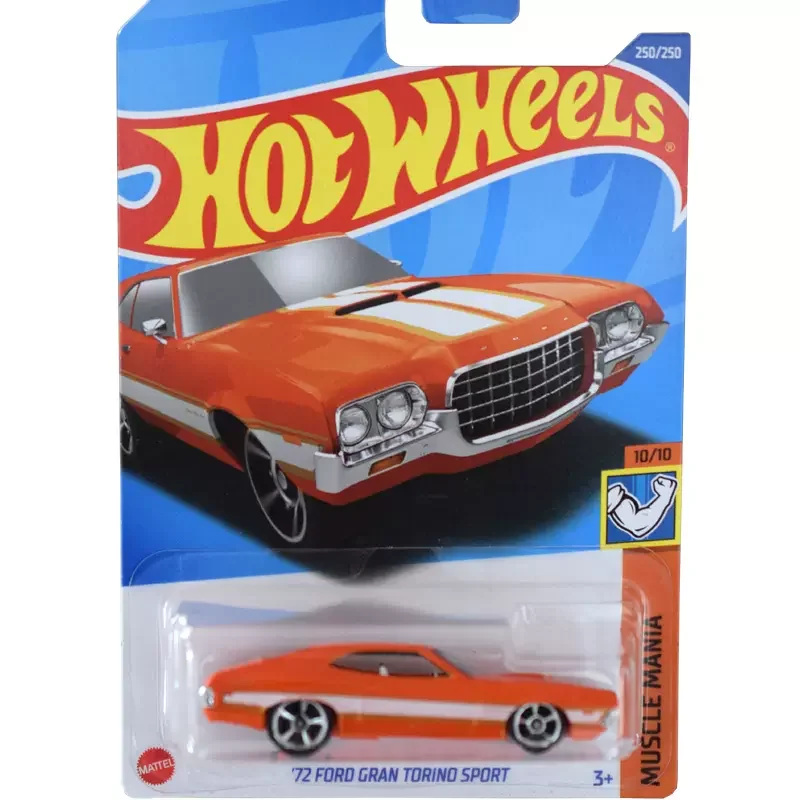 Genuine Hot Wheels Car Models Series Orange \'72 Ford Gran Torino Sport Alloy Vehicle Kids Toys for Children 2022 Q Case No.250