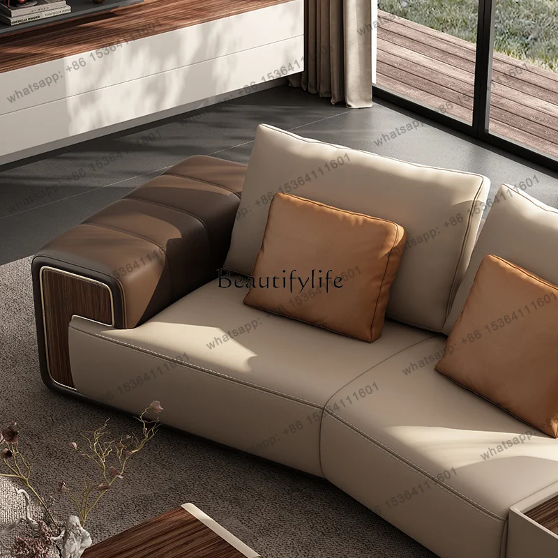 Customizationls  new light luxury functional sofa first layer cowhide curved all leather sofa