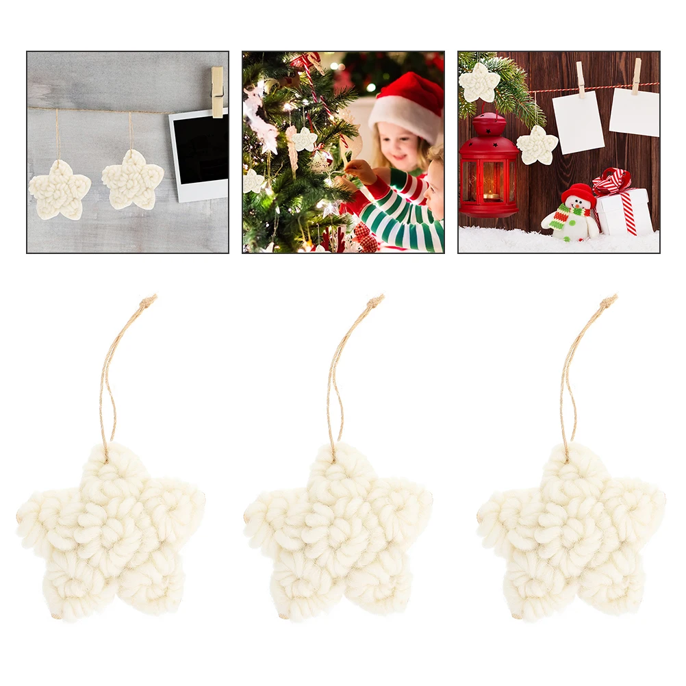 

6Pcs Star Ornament Craft Wool Five-Pointed Star Hanging Decor for Christmas New Year Wedding Home Window Table Decoration