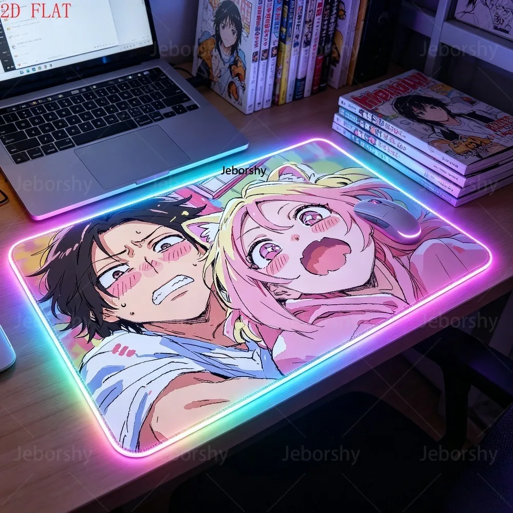 RGB LED Gaming Mouse Pad, Anime Couple Print, Perfect Gift for Gamers