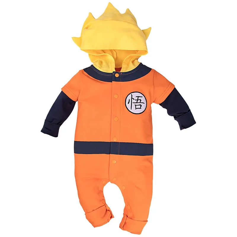 Infant crawling suit pure cotton baby cartoon jumpsuit autumn Dragon Ball Goku cos suit Halloween dress up costume baby pajamas