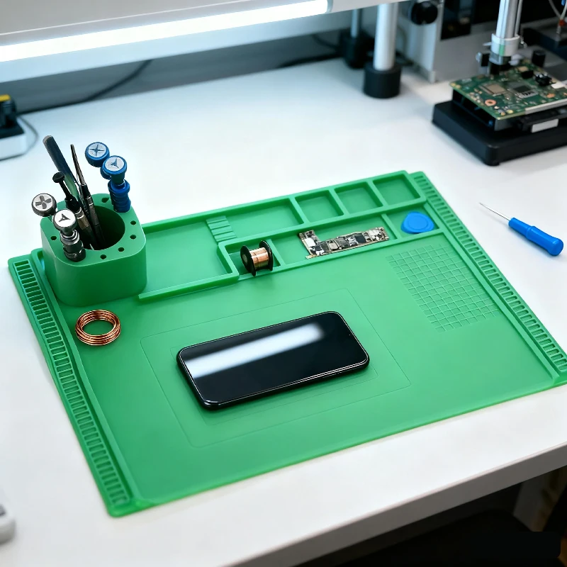 

High Temp Silicone Soldering Mat Anti-static Heat Resistant Workstation Pad For Electronics Repair Rework And BGA Soldering​