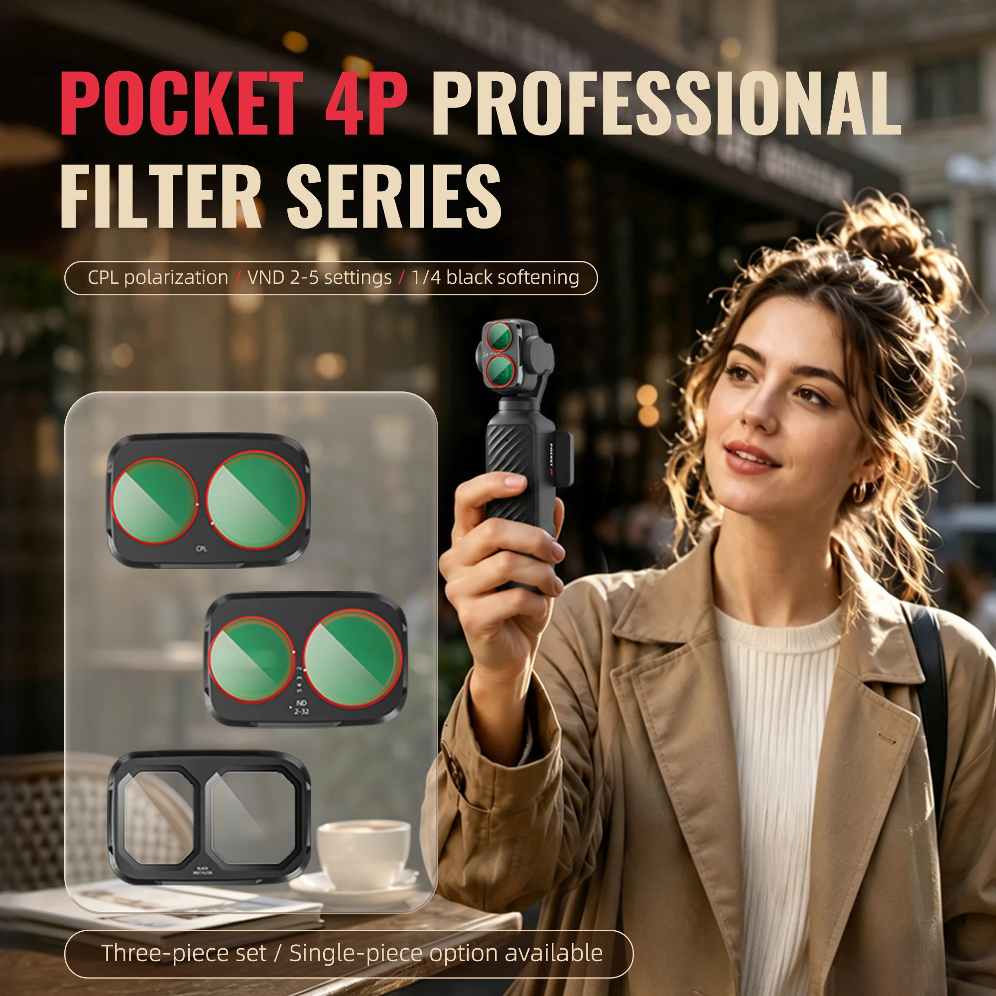 Набор из 3 HD-фильтров для камеры Dji Pocket 4 Pro: CPL, регулируемый VND, Black Mist, многослойные оптические стеклянные фильтры