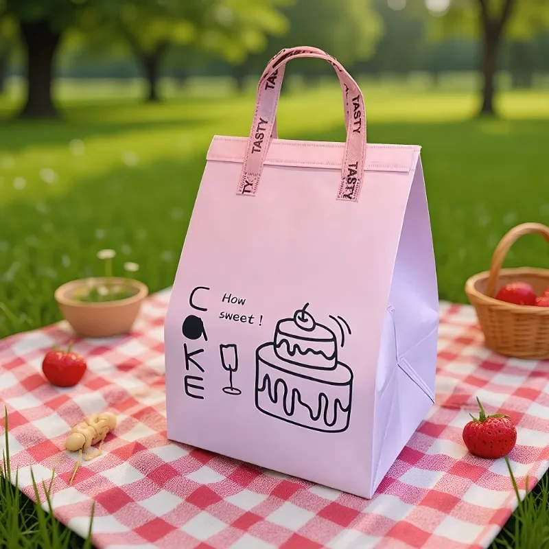 10pcs Disposable Birthday Cake Insulated Refrigerated Bag 4-inch/6-inch/8-inch/10 Inch Aluminum Foil Takeaway Hand-held Pack Bag