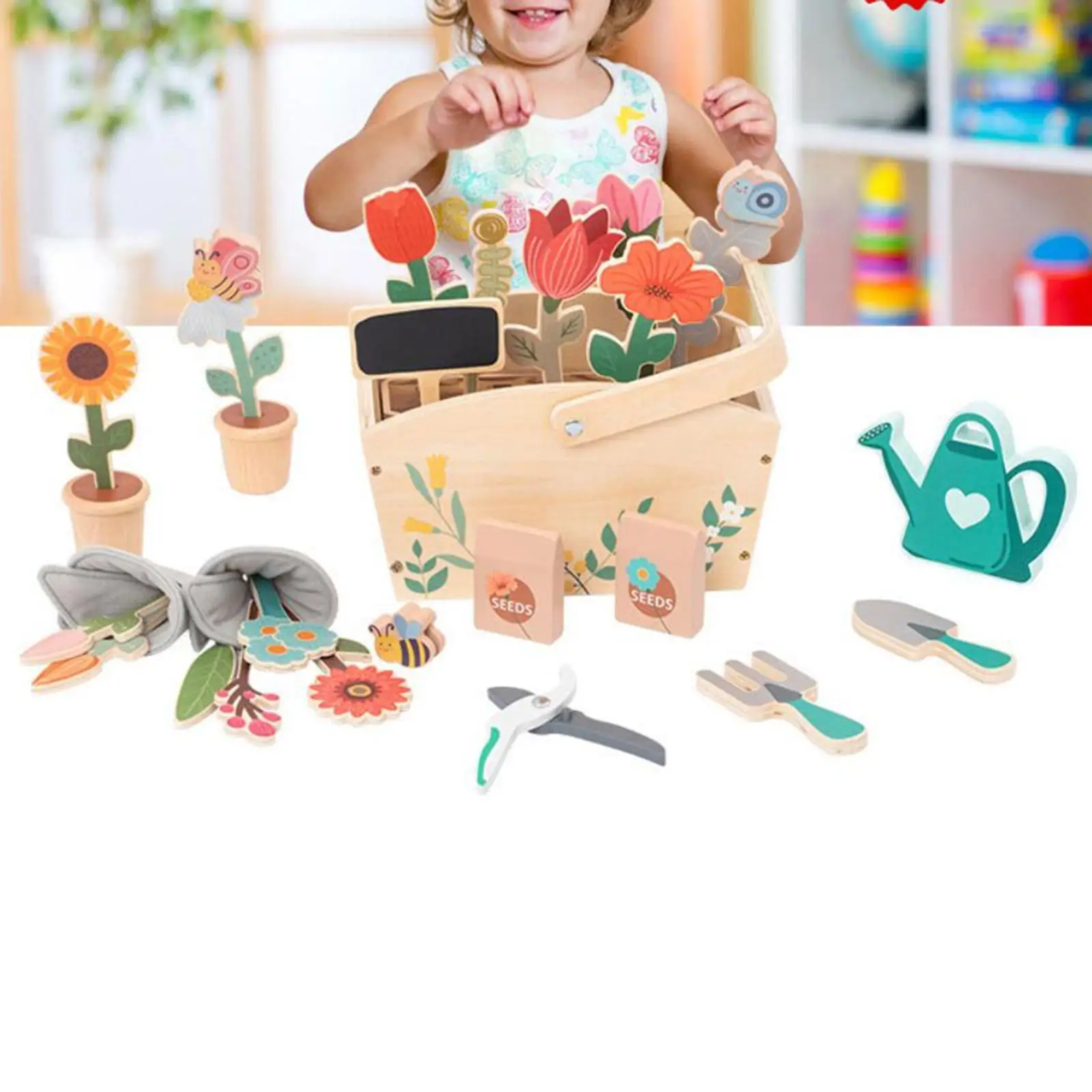 Ensemble de jeu de jardin de fleurs, scène de maison, jouets précoces