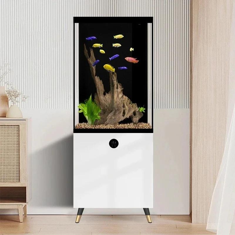 New bottom filter fish tank living room household small ultra-white glass landscaping aquarium intelligent floor