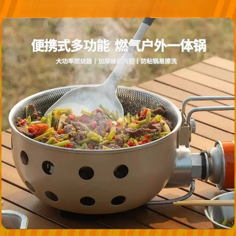 Portable Integrated Camping Gas Stove Multi‑Function Outdoor Cooker for Picnic Hiking Backpacking Cooking Frying