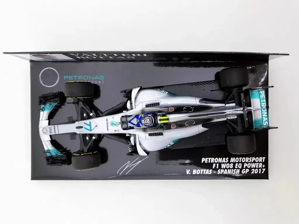 Minichamps-F1 Bottas Spain Simulation Limited Edition, 1:43, F1, W08, 2017, Modèle de voiture en métal, Cadeau jouet