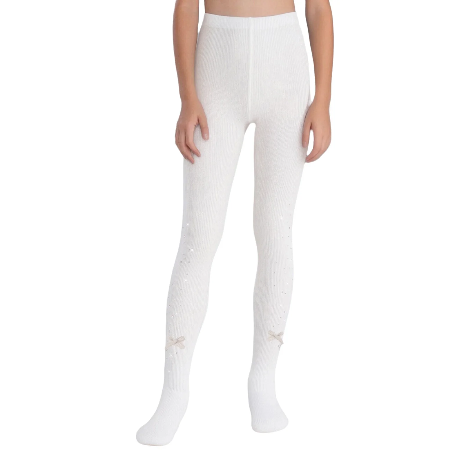 Kids Girls Sparkling Hearts/Bow Tights Soft Ribbed Leggings High Elastic Pantyhose Spring Autumn Thin Warm Children Tight Pants