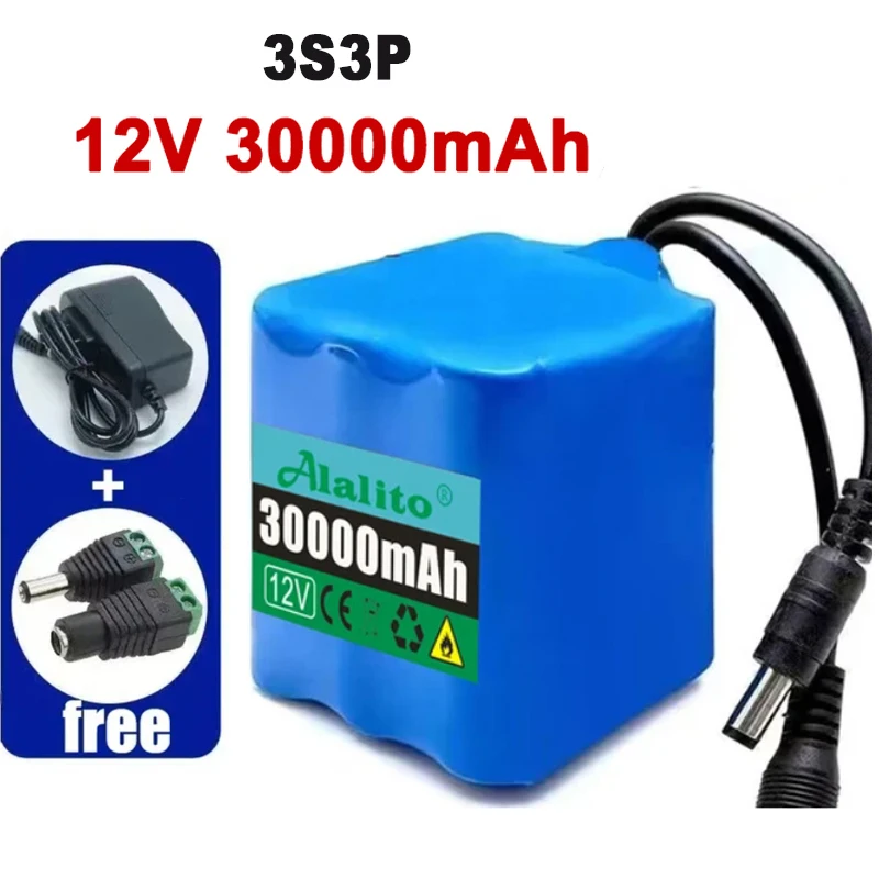 NEUE 12V 3S3P 30000mAh Batterie 18650 Li-Ion 50Ah wiederaufladbare Batterien mit BMS Lithium-Akkupacks Schutzplatine + Ladegerät