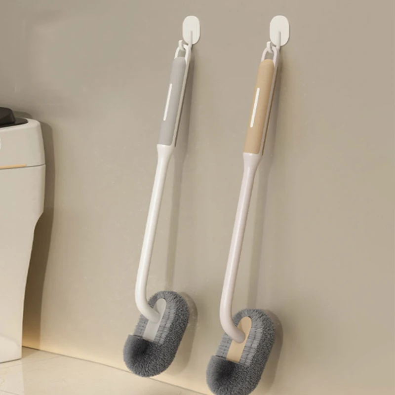 Long Handle Curved Toilet Brush Wall-Mounted Hanging Bathroom Cleaning Brush Deep-Cleaning No Dead Corner Toilet Scrub Brush