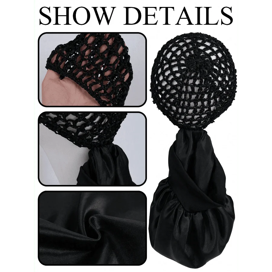

2-In-1 Multifunctional Hair Net, Includes Sleep Cap, Hair Net Cap, Satin-Edged Sleep Cap And Crochet Hair Band, Travel Essential, Convenient For Creating Various Hairstyles, Ideal For Daily Hair Care, Comfortable And Easy To Use Sleep Bonnet