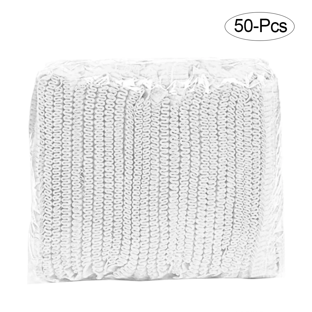 Pack of 50， 21-inch Disposable Non-woven Fabric Shower Cap Double Reinforced Strip Cap Dustproof Breathable Headgear Beauty