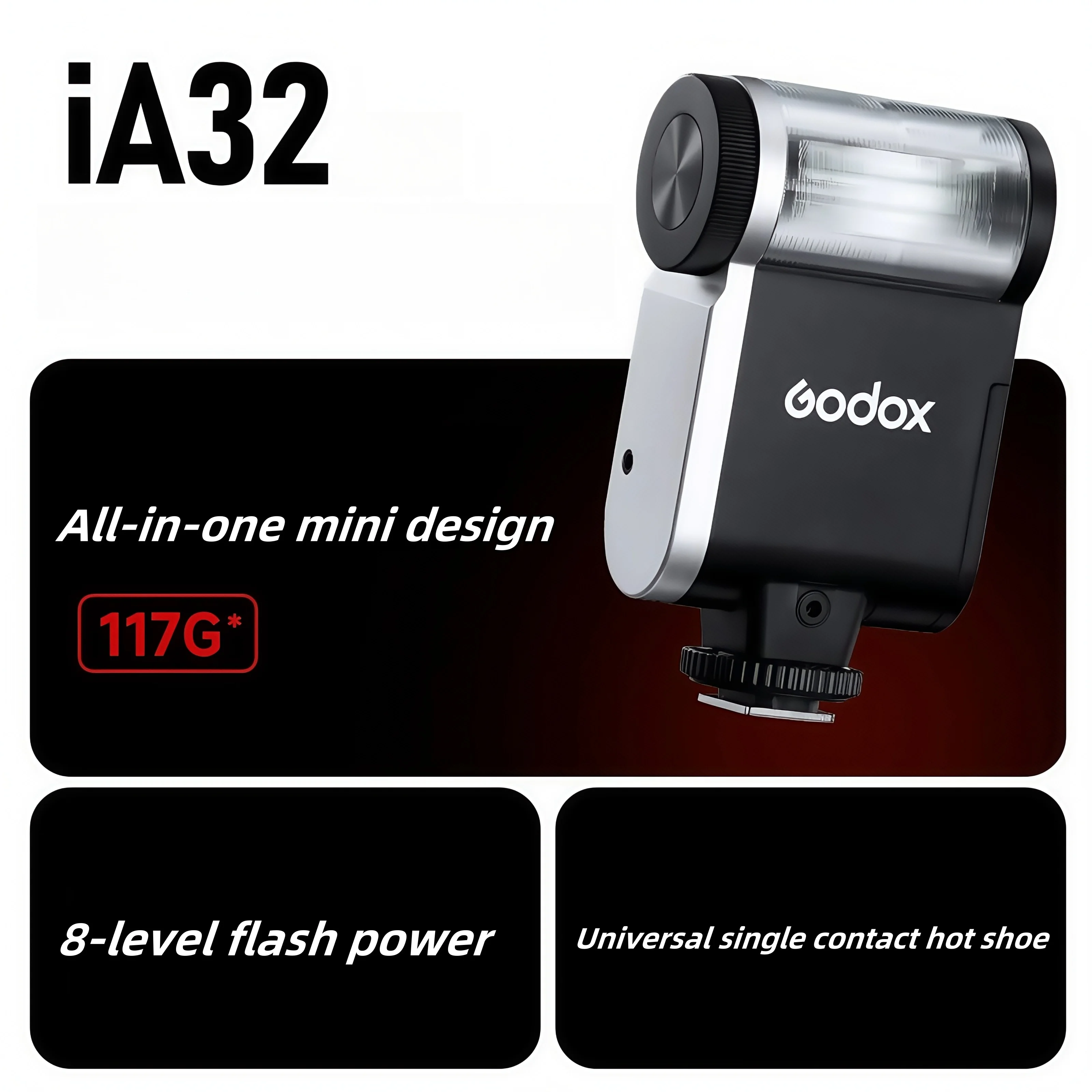 Godox iA32/iM30 Mini Flash de cámara 6200K CCT Flash Manual para Fuji Sony zv1 zve10 Ricoh gr3 Nikon Olympus Pentax la mayoría de las cámaras SLR