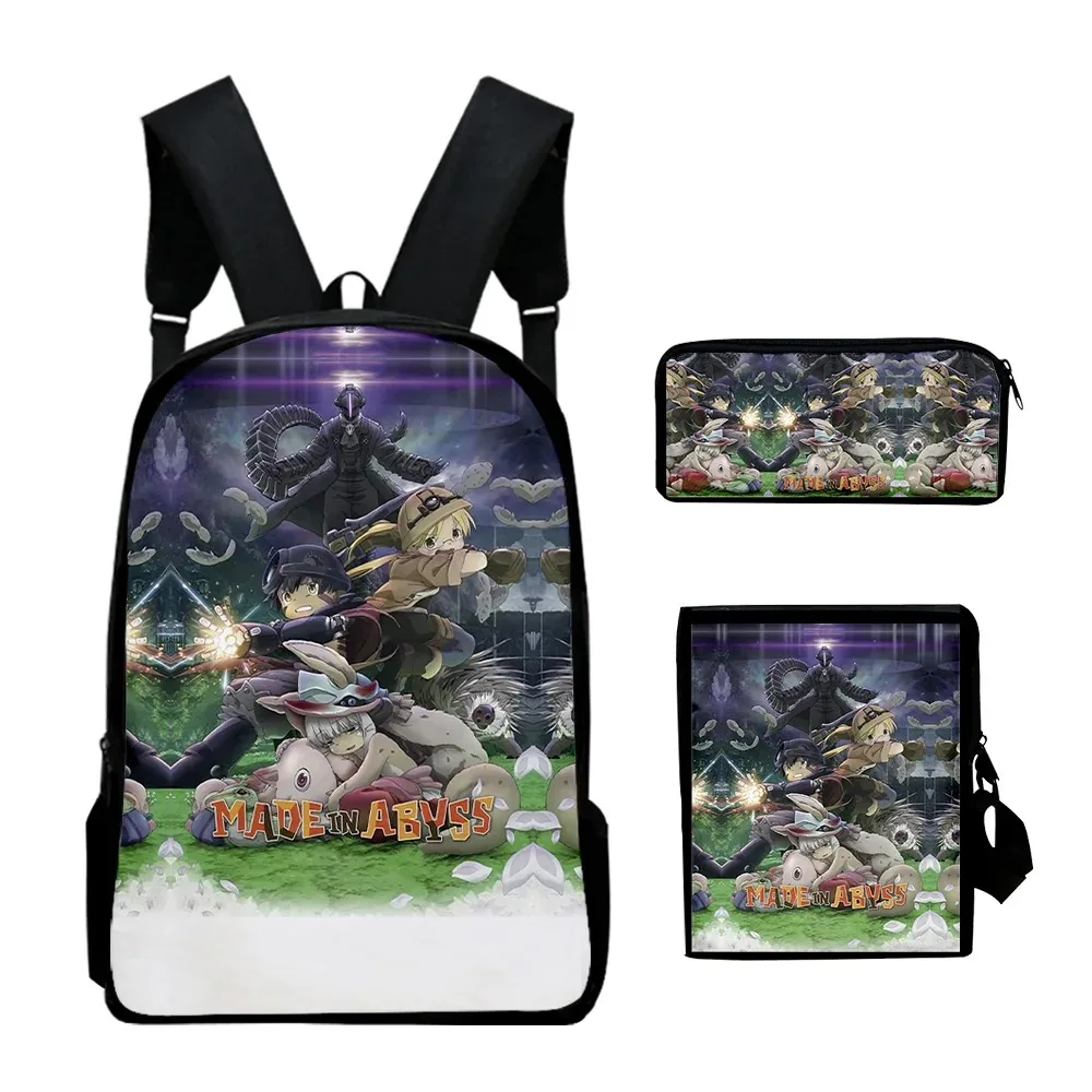 Harajuku Anime 3D Print School Backpacks, Laptop Backpack, Backpack, Tilt Shoulder Bag, Pencil Case, Made in Abyss, 3pcs per set