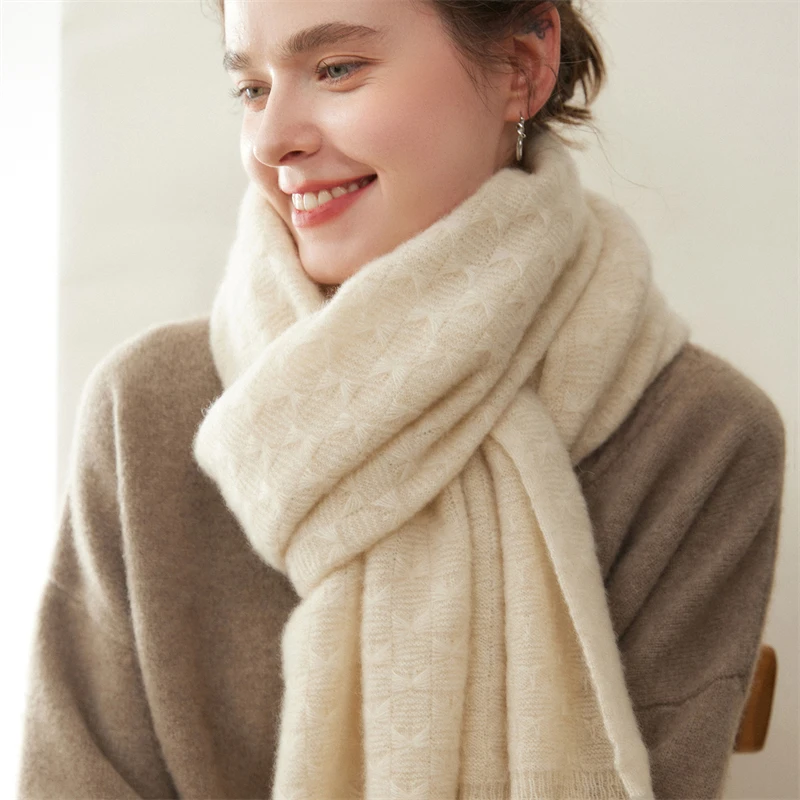 

100% cashmere scarf size 180 * 45 for women's autumn and winter outdoor wear, warm knit cashmere scarf shawl
