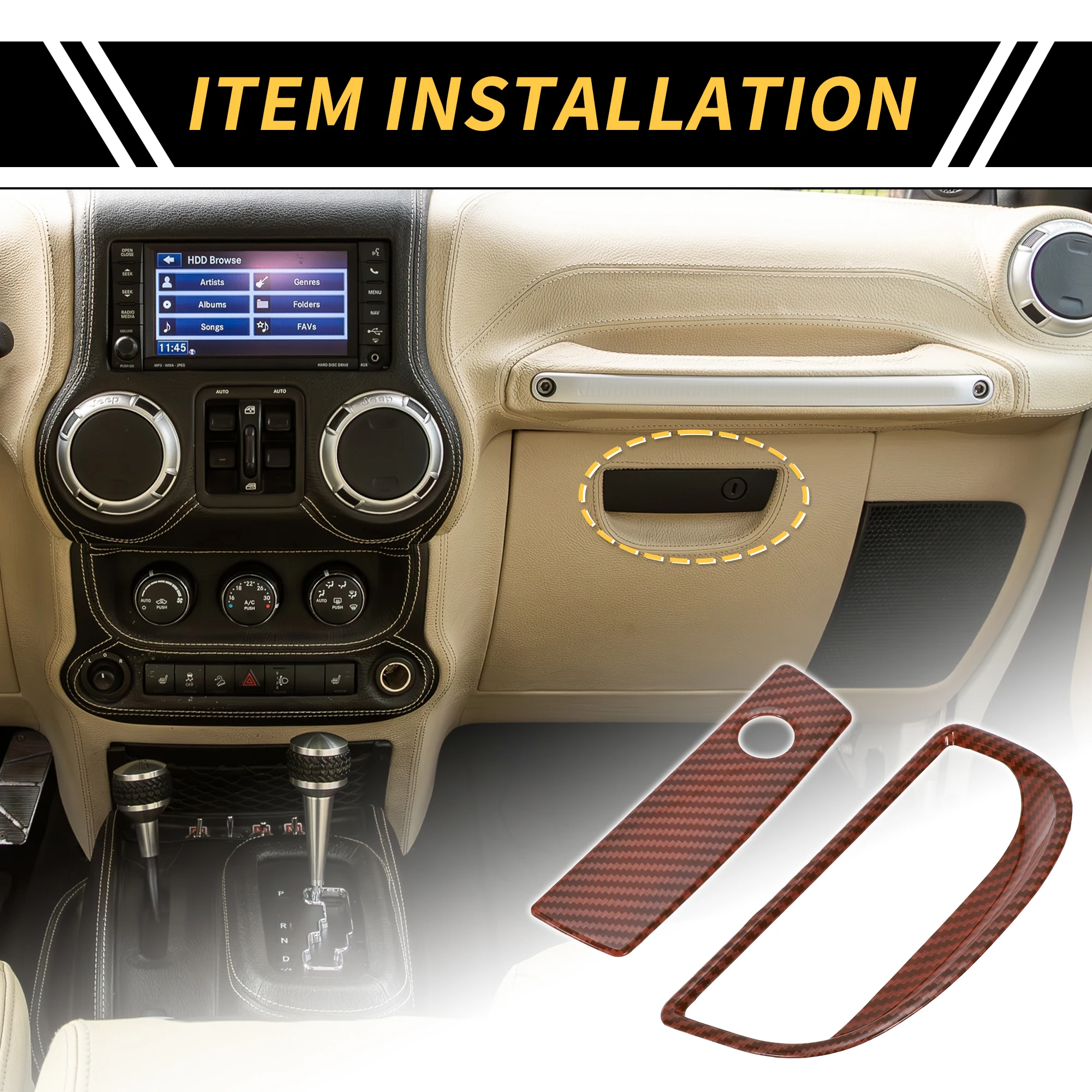 

UXCELL Glove Box Handle Switch Cover Trim for Jeep Wrangler JK 2007-2017 Red