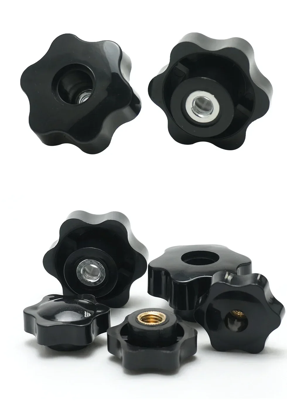 10pc Knob Nuts-Handle Thumb Mechanical Manual  Thread Star M4 M5 M6 M8 M10 Plum Hand Tighten  Clamping Black 25 32 38